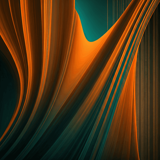 Abstract flowing orange and teal shapes representing digital meditation garden